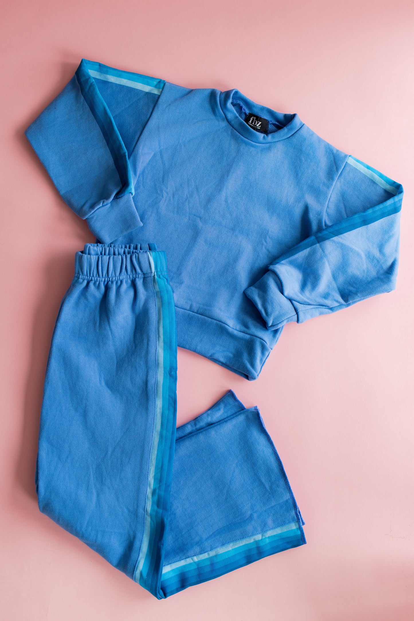 Wide Leg Sweatpant | Malibu Blue with Stripes