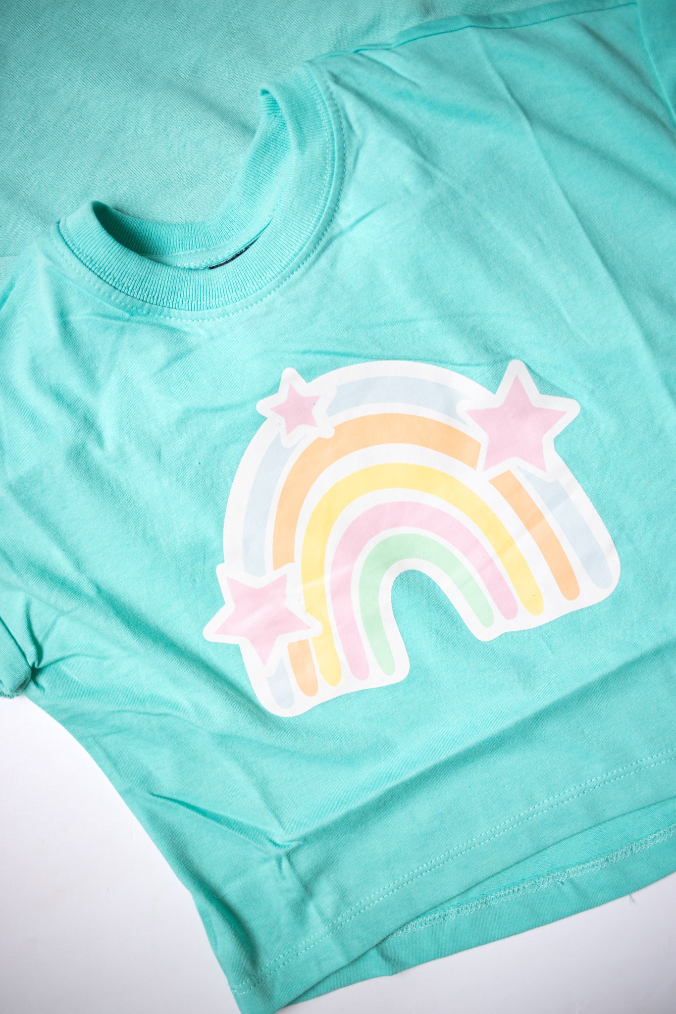 XOXO by Magpies Printed Short Sleeve Rainbow Tee | Aqua