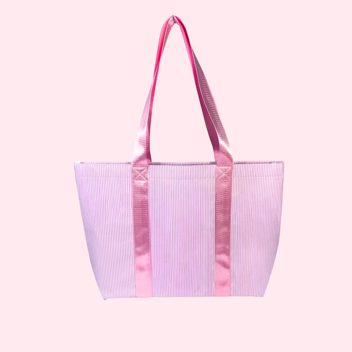Pink Stripe Little Tote | Glossy