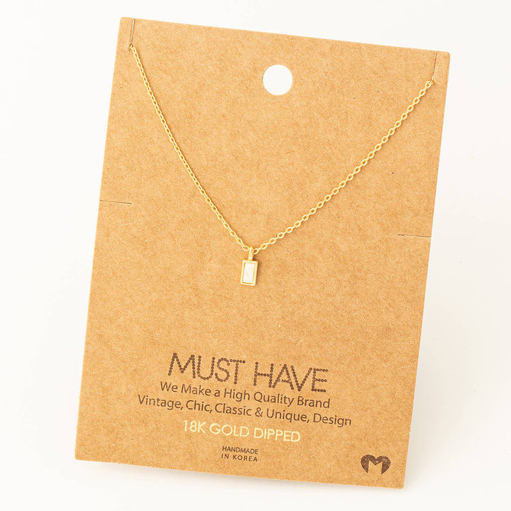 Mini Rectangle Charm Layered Necklace | Rose Gold