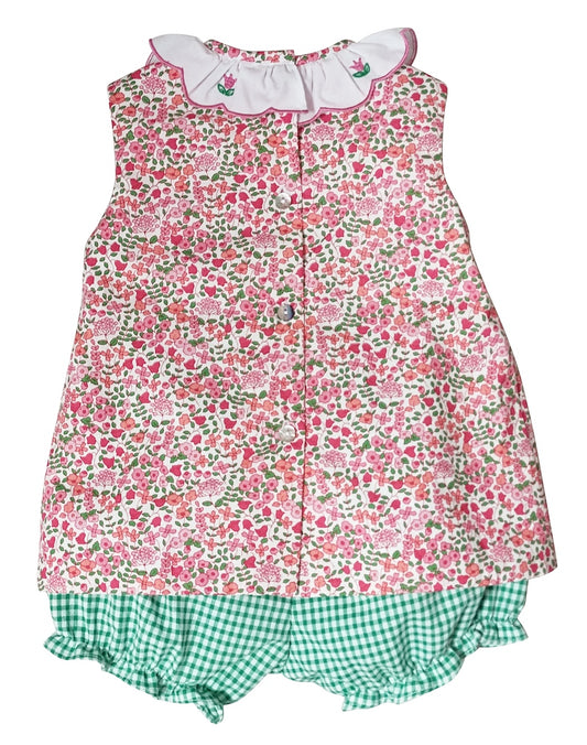Brooke Floral + Green Gingham Bloomer Set