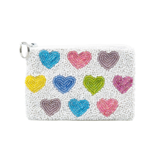Multi Heart Beaded Coin Purse