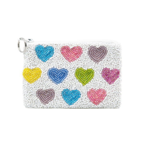 Multi Heart Beaded Coin Purse