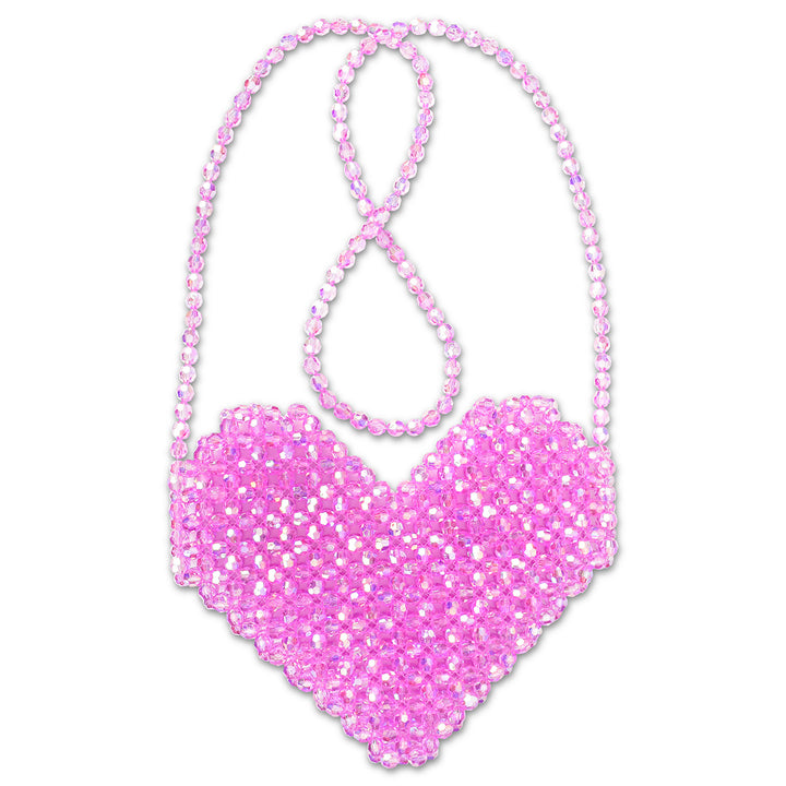 Shimmering Hearts Beaded Crossbody Bag