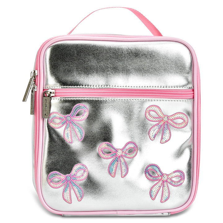 Sequin Bows Lunch Tote | Silver