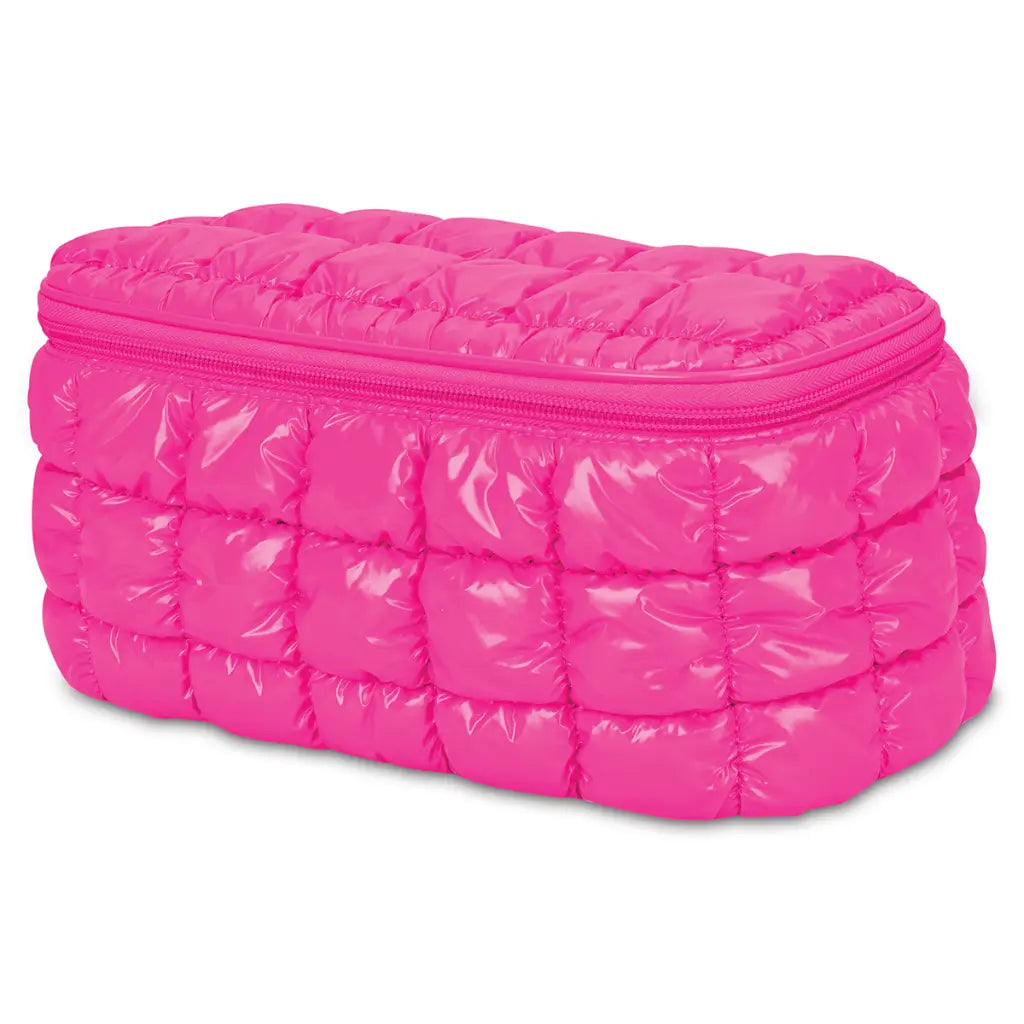 Hot Pink Shiny Puffer Cosmetic Case