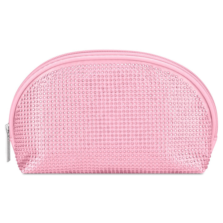 Pink Rhinestone Oval Cosmetic Bag