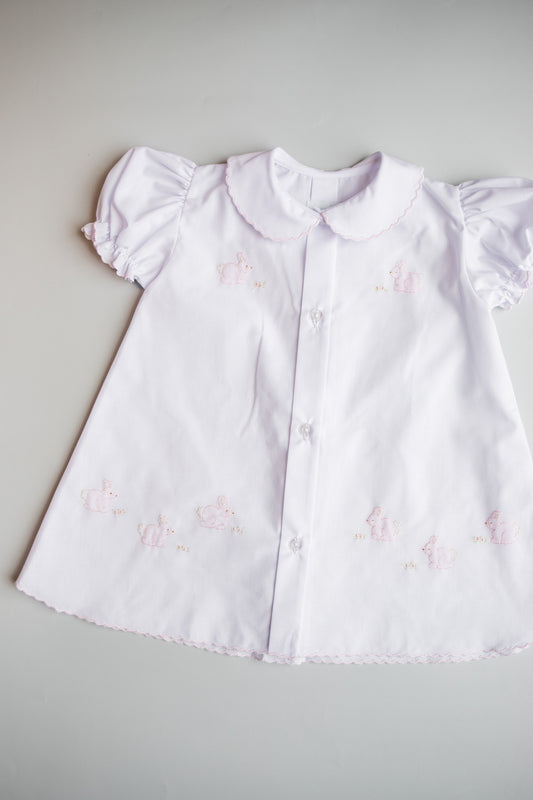 Penny Embroidered Bunny Daygown | White