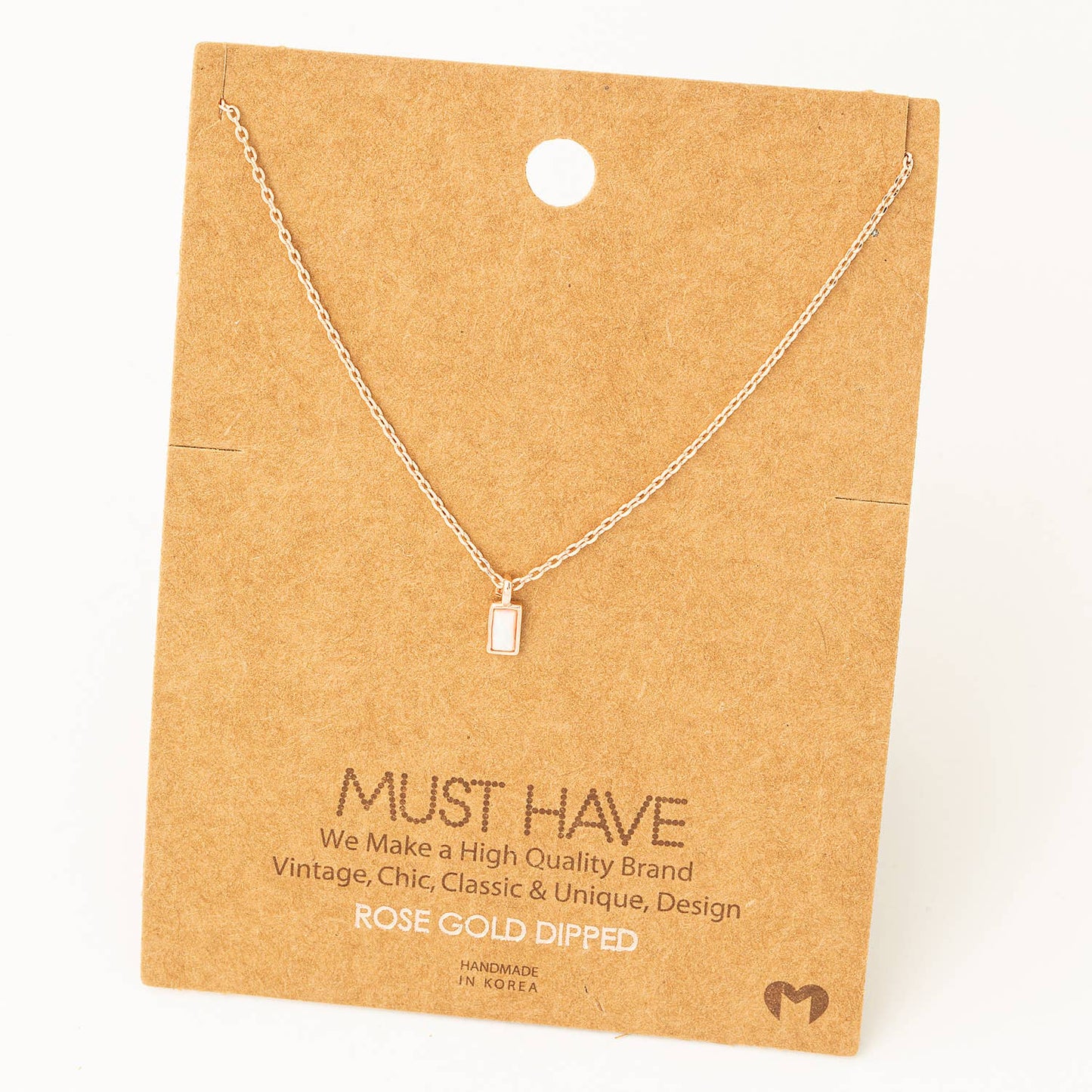 Mini Rectangle Charm Layered Necklace | Rose Gold