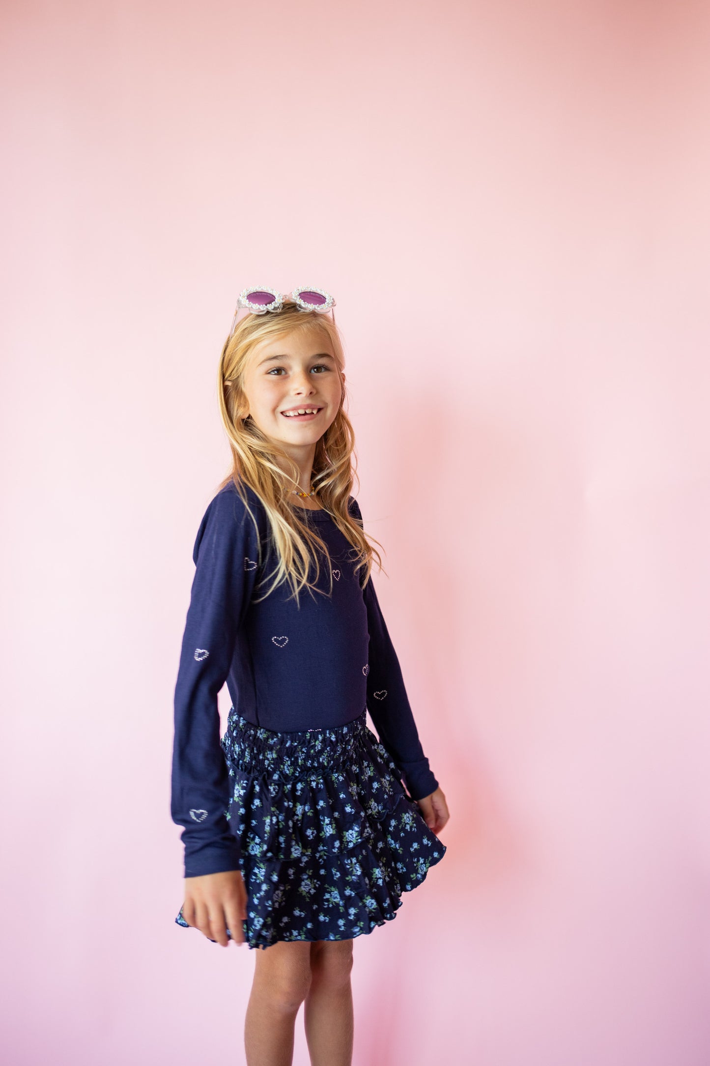 Tiered Skirt | Navy Blue Floral