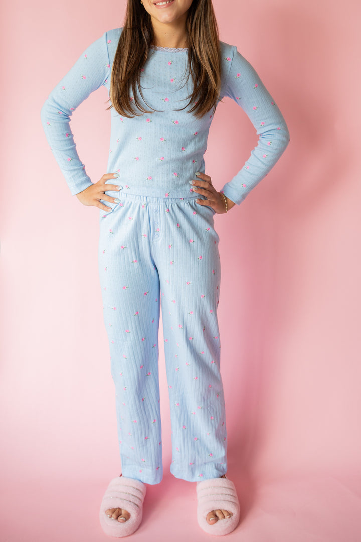 Pointelle Pant | Blue Rose
