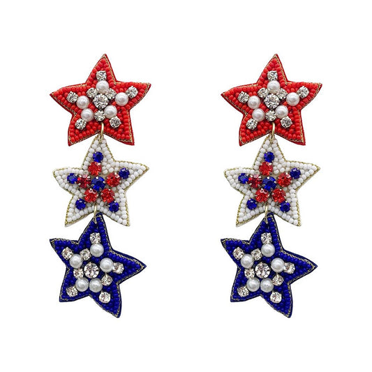 USA Color Three Stars Earrings
