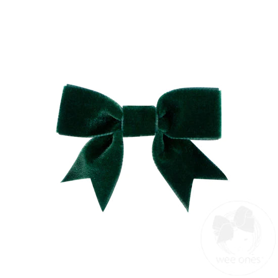 Mini Velvet Bowtie Bow  Forest Green – Magpies Nashville