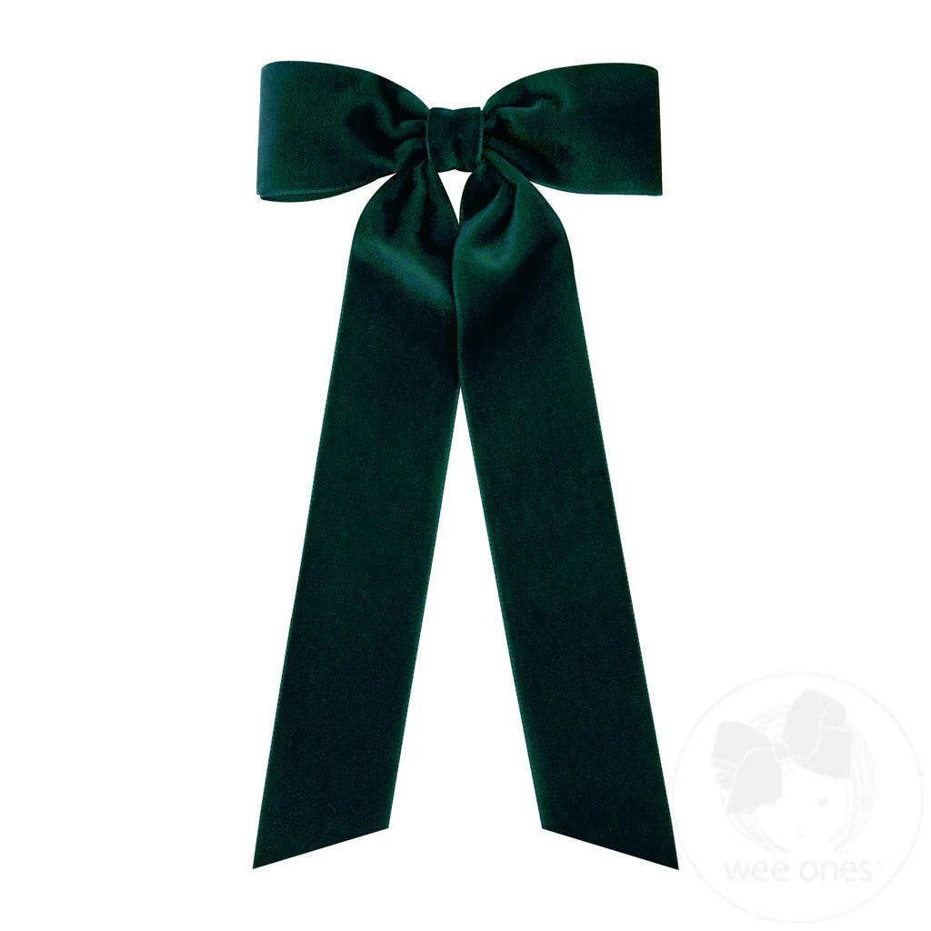 Medium Velvet Long Bow | Forest Green