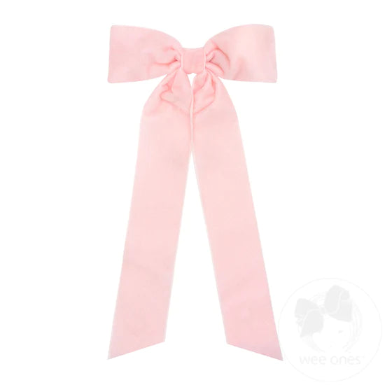 Medium Velvet Long Bow | Light Pink
