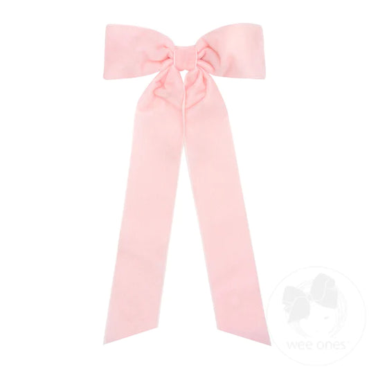 Medium Velvet Long Bow | Light Pink