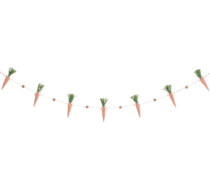 Fabric Carrot and Wood Bead Garland