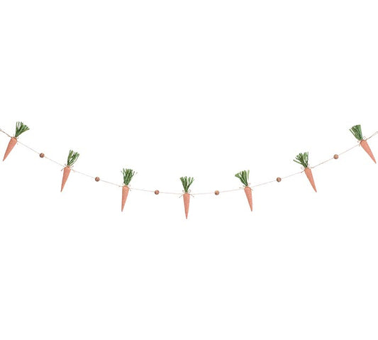 Fabric Carrot and Wood Bead Garland