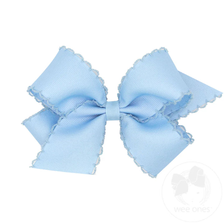 Medium Monotone Moonstitch Grosgrain Bow | Millennium Blue