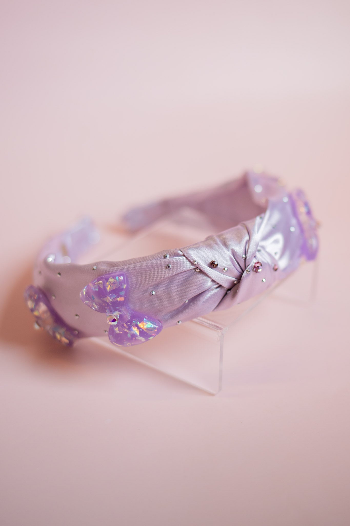 Large Bow Satin Knot Headband | Purple