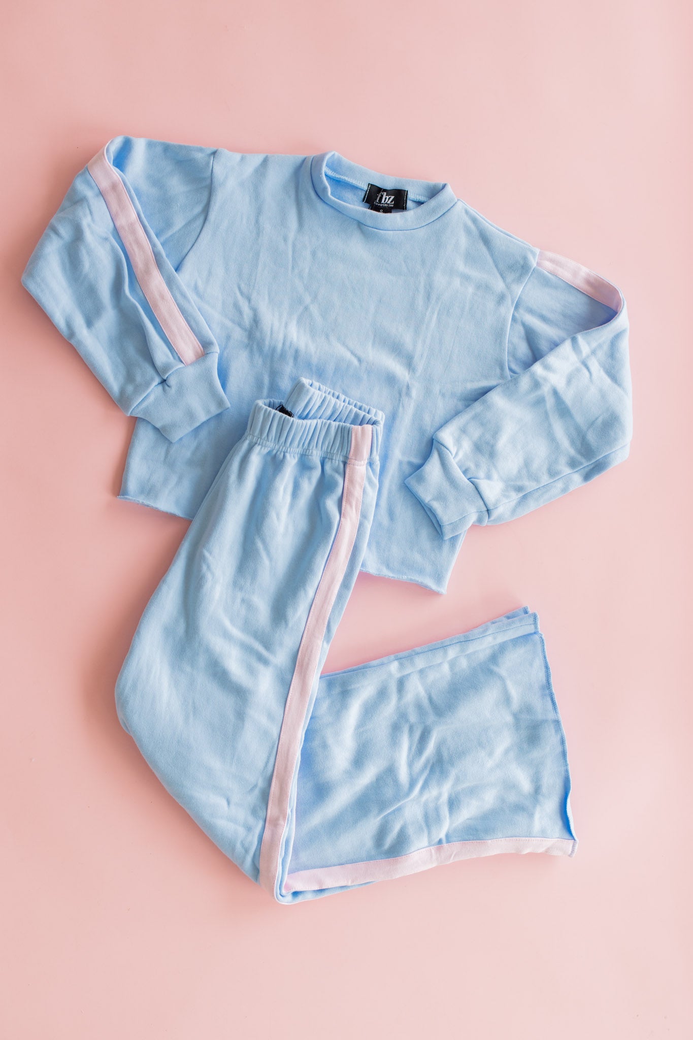 Crewneck Sweatshirt | Blue with Pink Taping