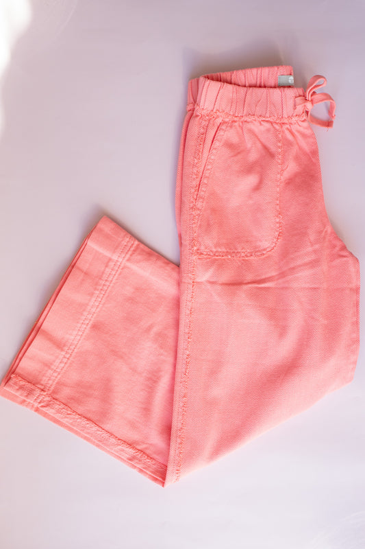 Daisy Wide Leg Twill Pant | Coral