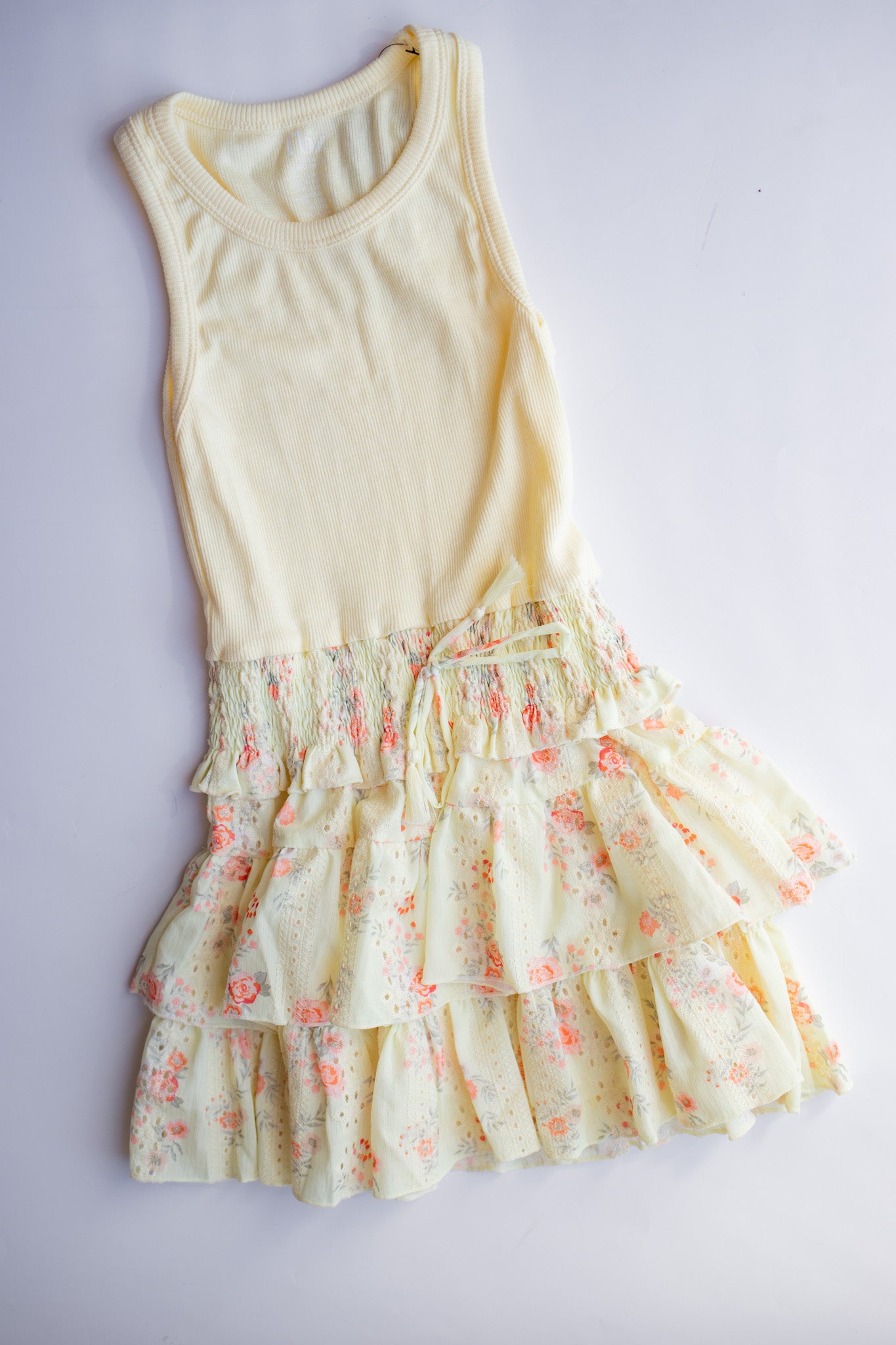 Tiered Tank Dress | Lemon Floral Eyelet