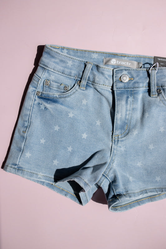 Brittany Mid Rise Short | Light Indigo with All Over Stars
