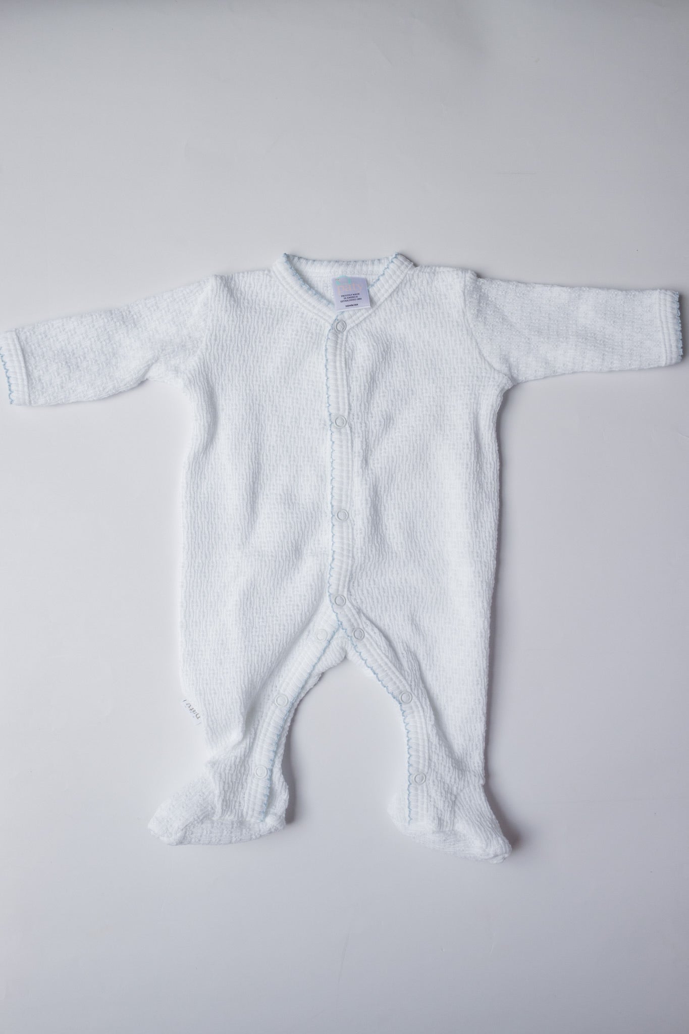 White Knit Footie With Trim Options