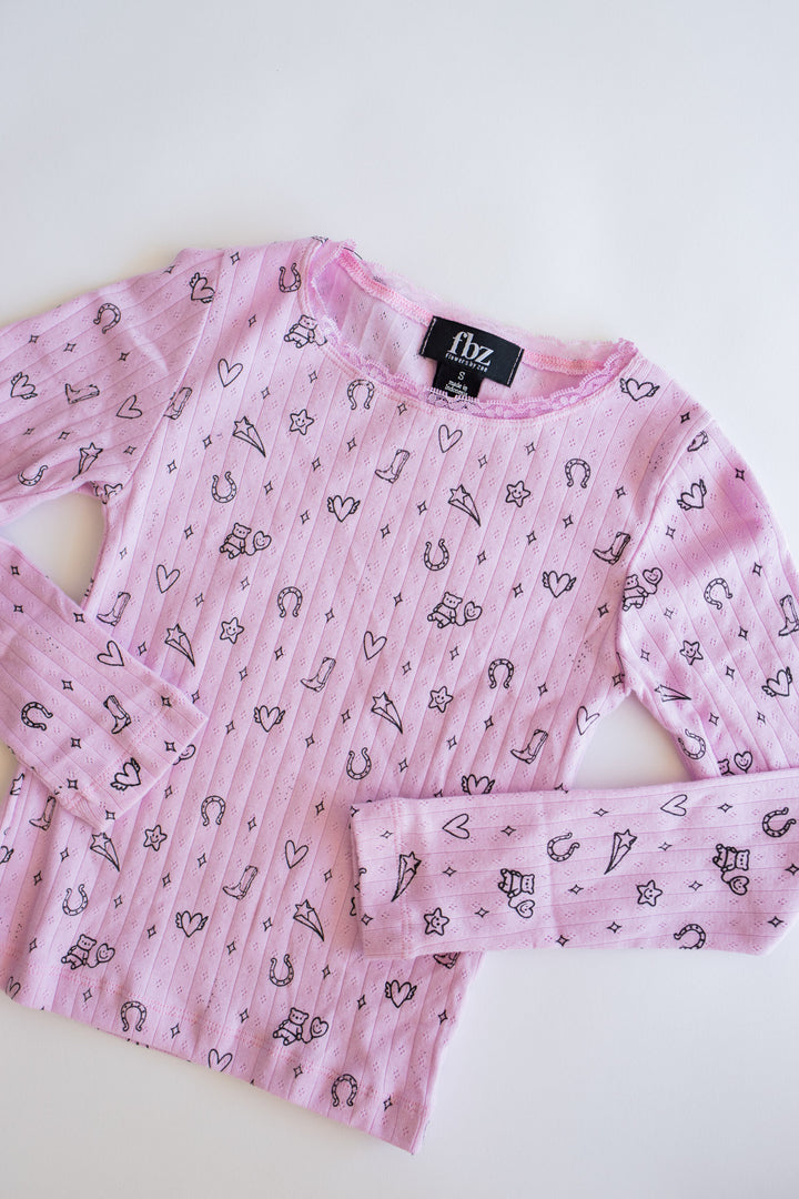 Pointelle Long Sleeve | Pink Western