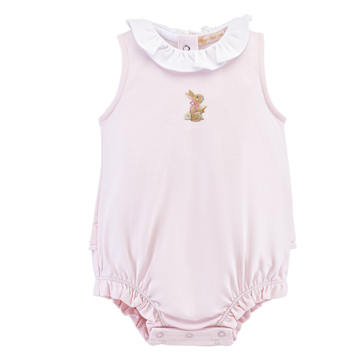 little hop - girl pink bubble w/ embroidery