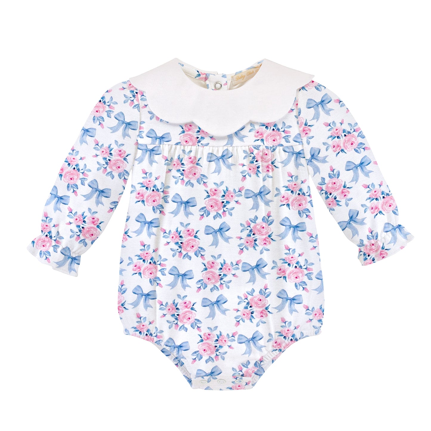 Scallop Collar Printed Bubble | Blue Floral Bows