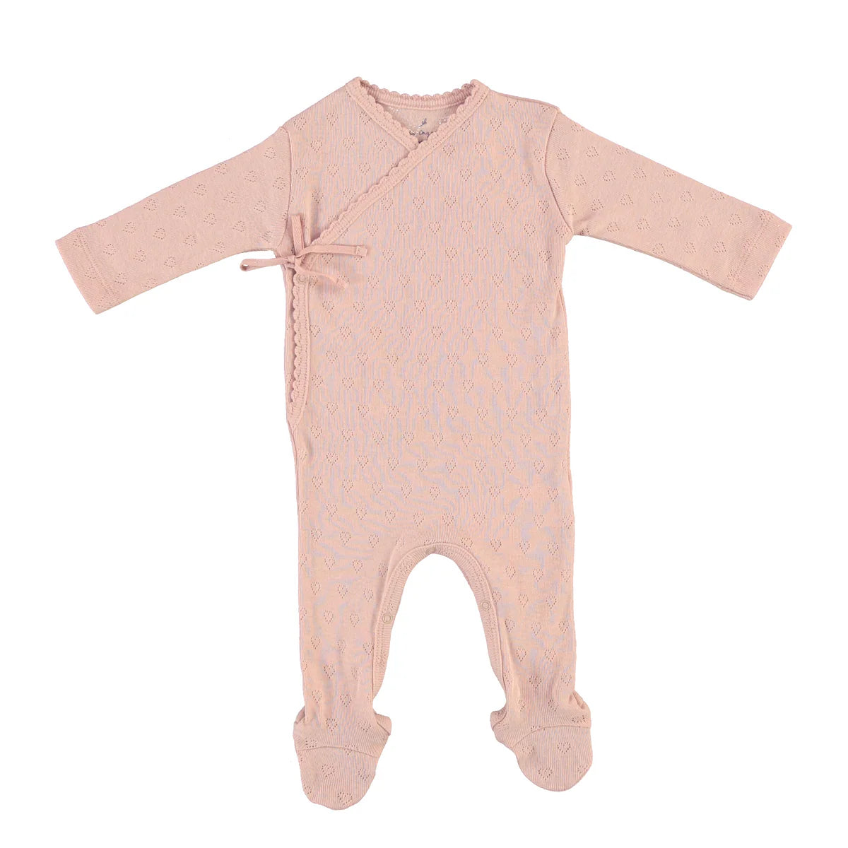 Bebe Heart Wrap Overall | Blush Heart Pointelle
