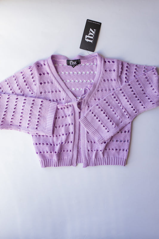 Tie Knit Cardigan | Lavender