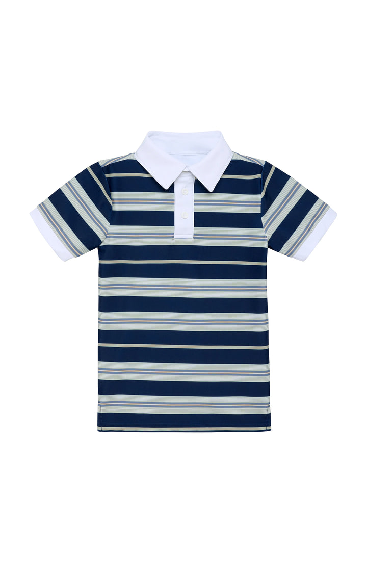 Navy Retro Stripe Polo Shirt