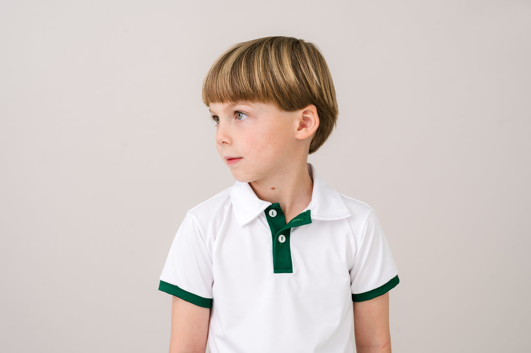 Parker Polo | White w/Augusta Green