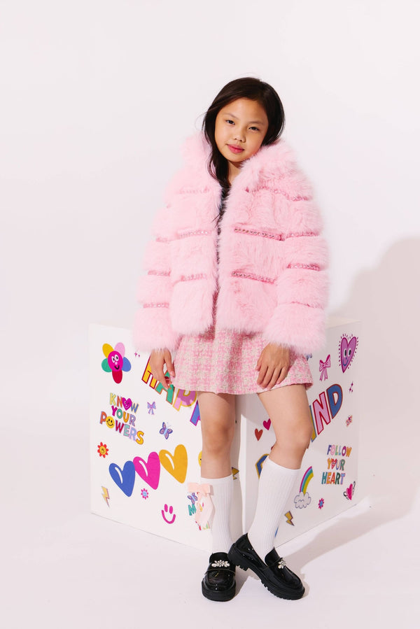 Cotton Candy Gem Faux Fur Coat