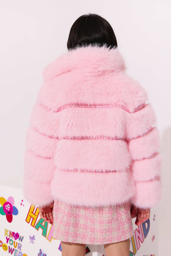 Cotton Candy Gem Faux Fur Coat
