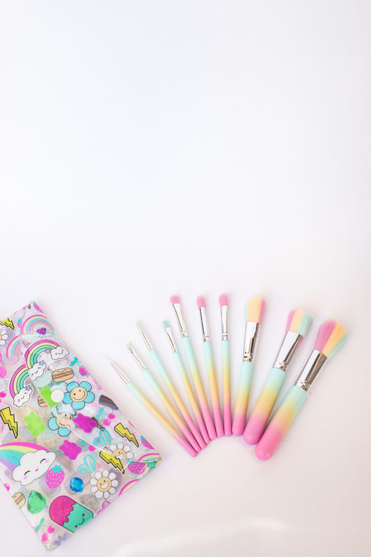 Make Up Brush Set of 10 | Pastel Rainbow
