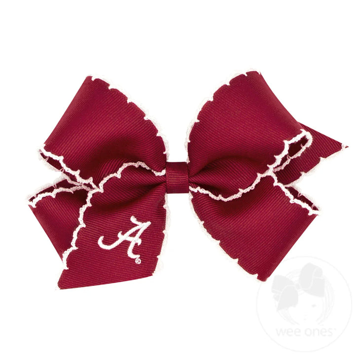 Medium Collegiate Moonstitch Embroidered Hair Bow | Bama