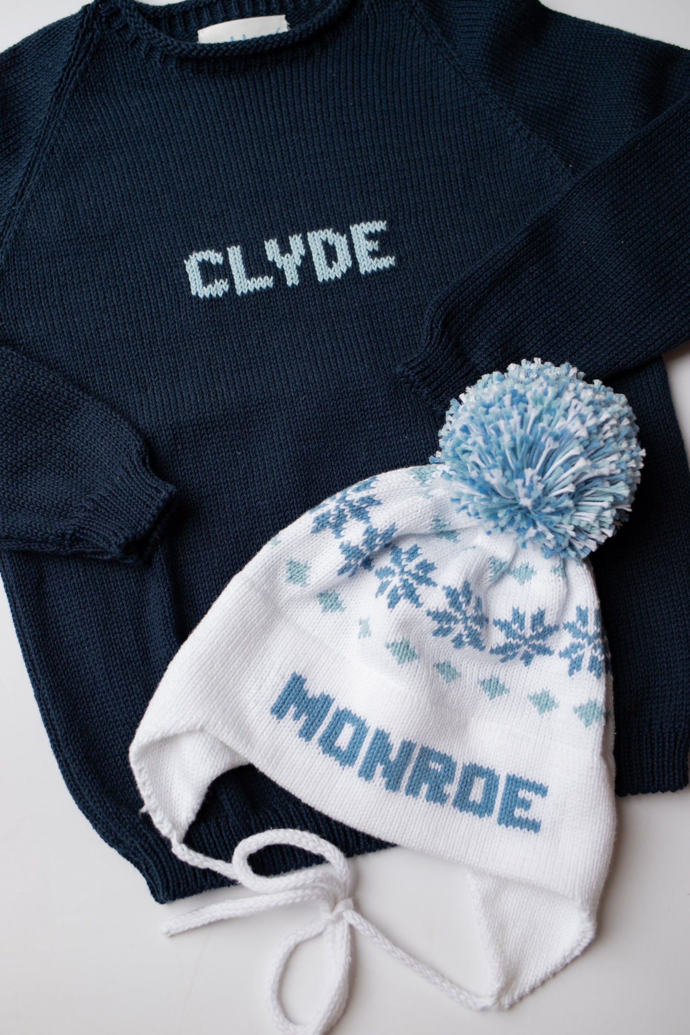 Name Sweater | Navy with Light Blue