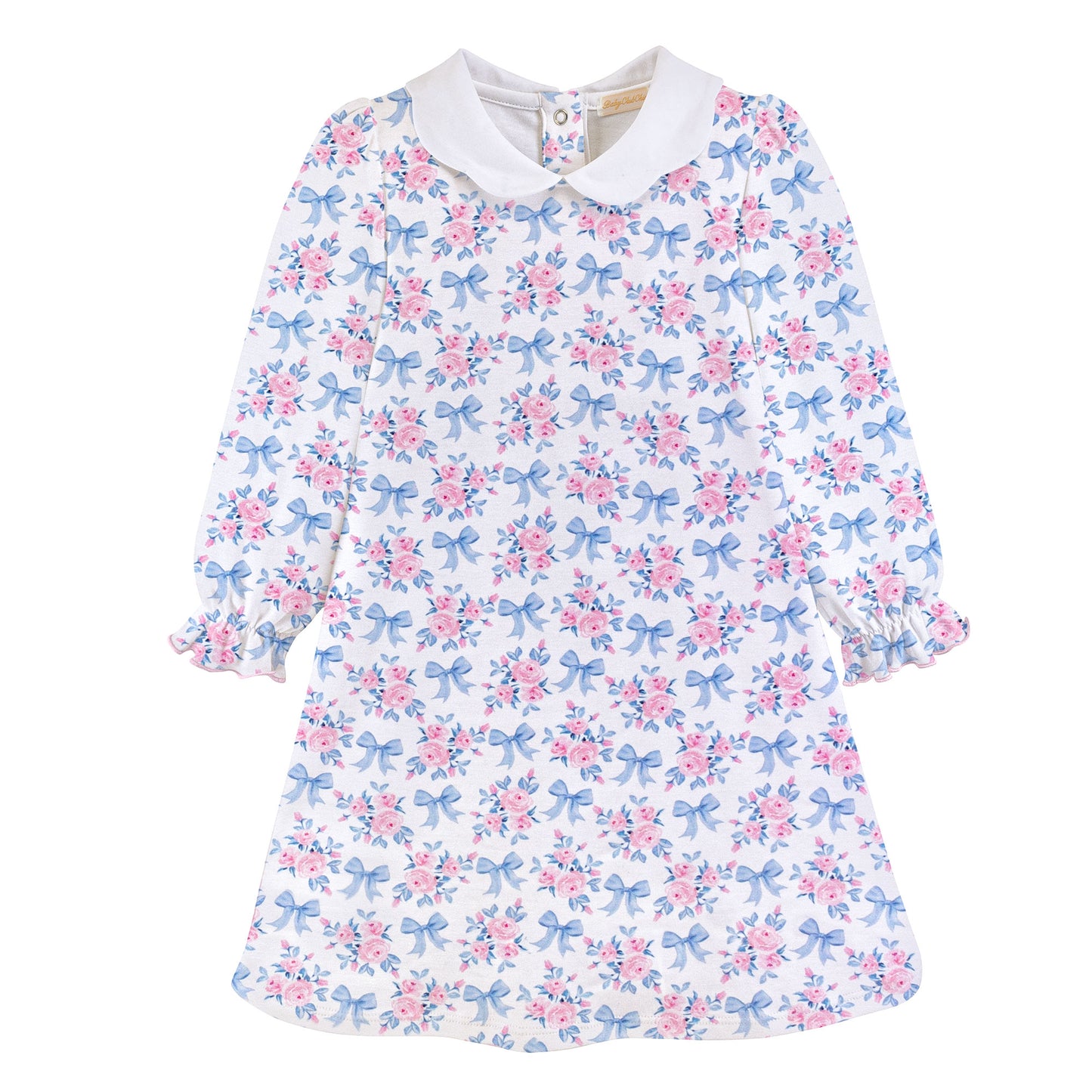 Printed Scallop Collar Dress | Blue Floral Bows