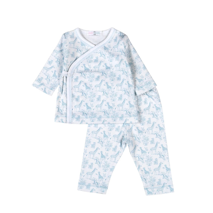 Blue Baby Safari Pima Kimono Pants Set