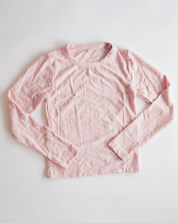 Embossed Heart Long Sleeve | Pink