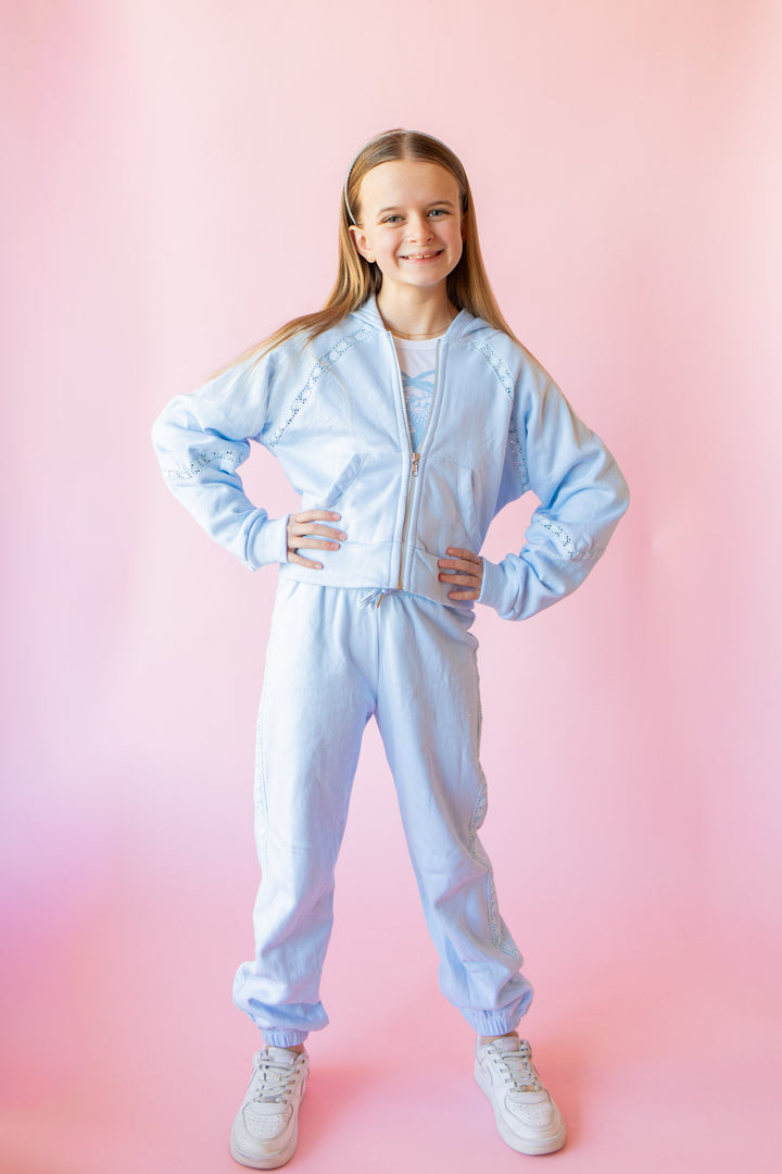 Crochet Detail Sweatpant | Aqua