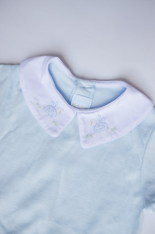 Knit Turtle Embroidered Set | Blue