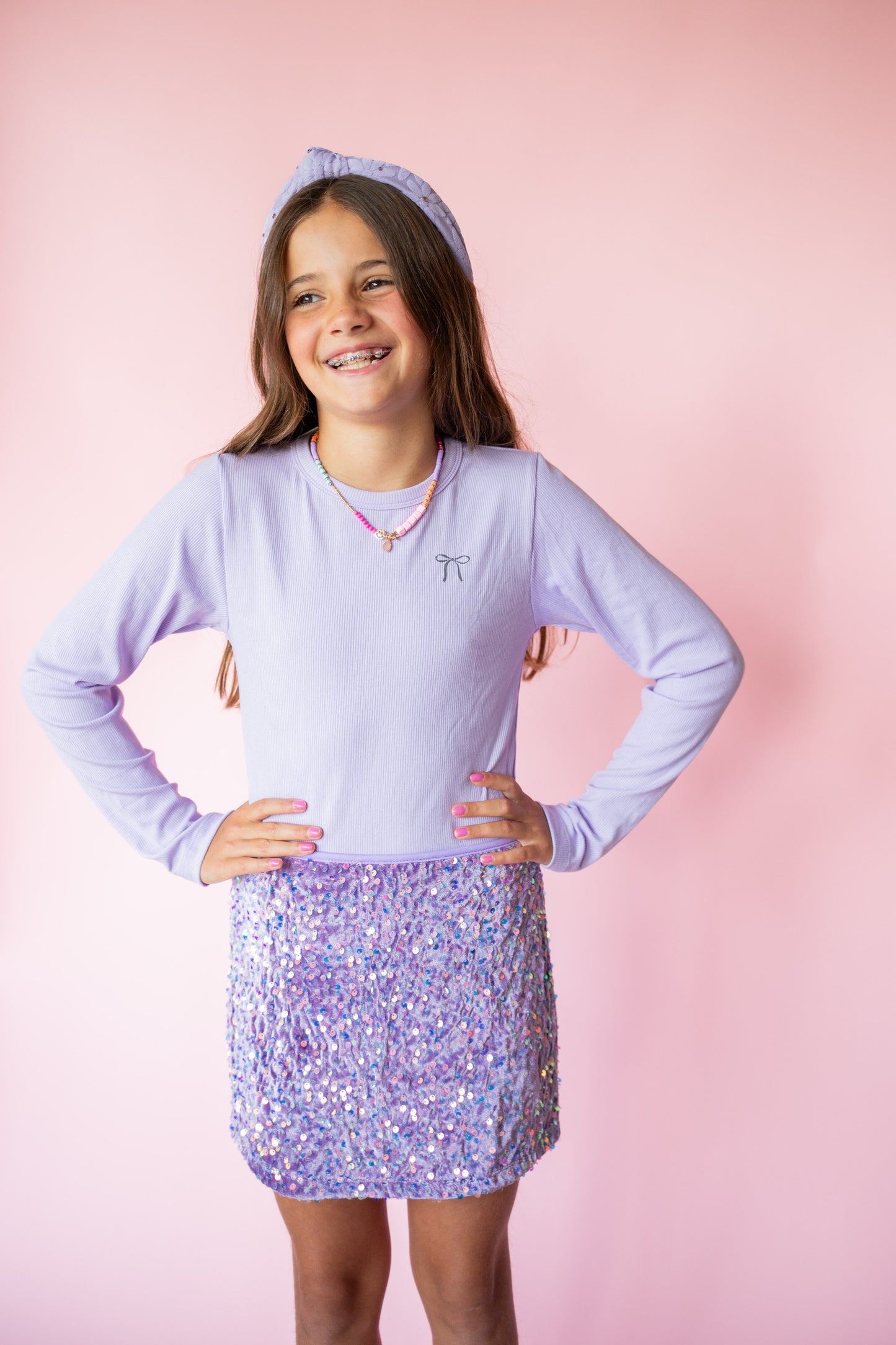 Velvet Sequin Skirt | Purple