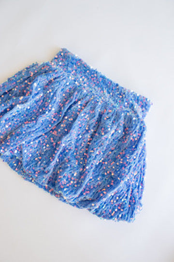 Velvet Sequin Bubble Skirt | Blue