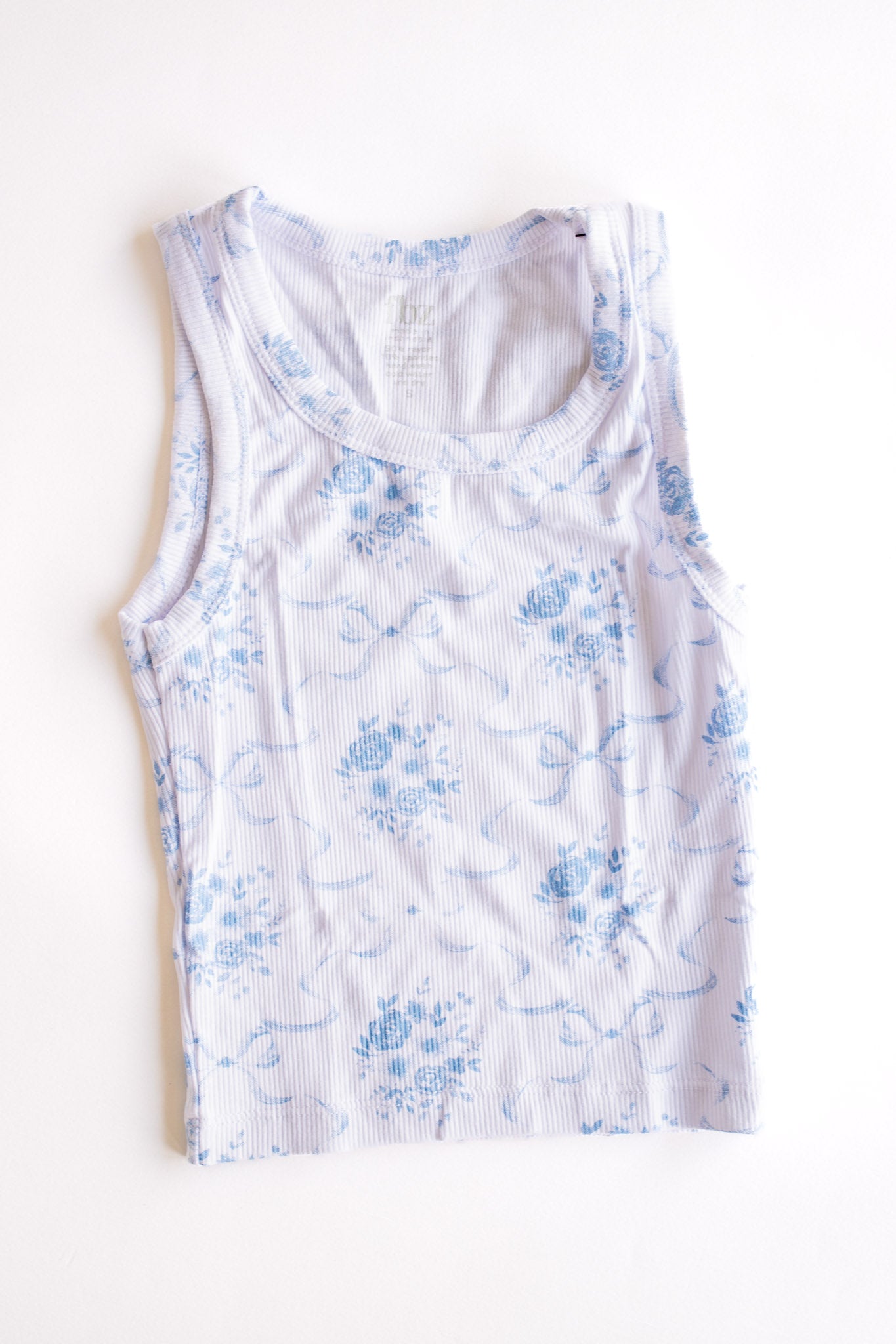 All Over Print Ribbed Tank | Blue Bow Toile