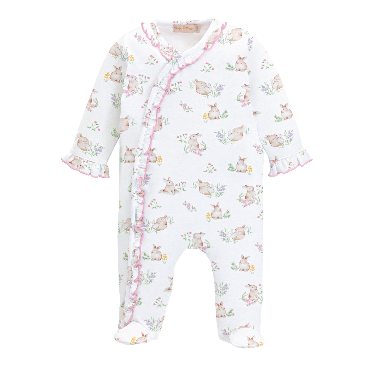 little hops - girls footie w/ ruffles